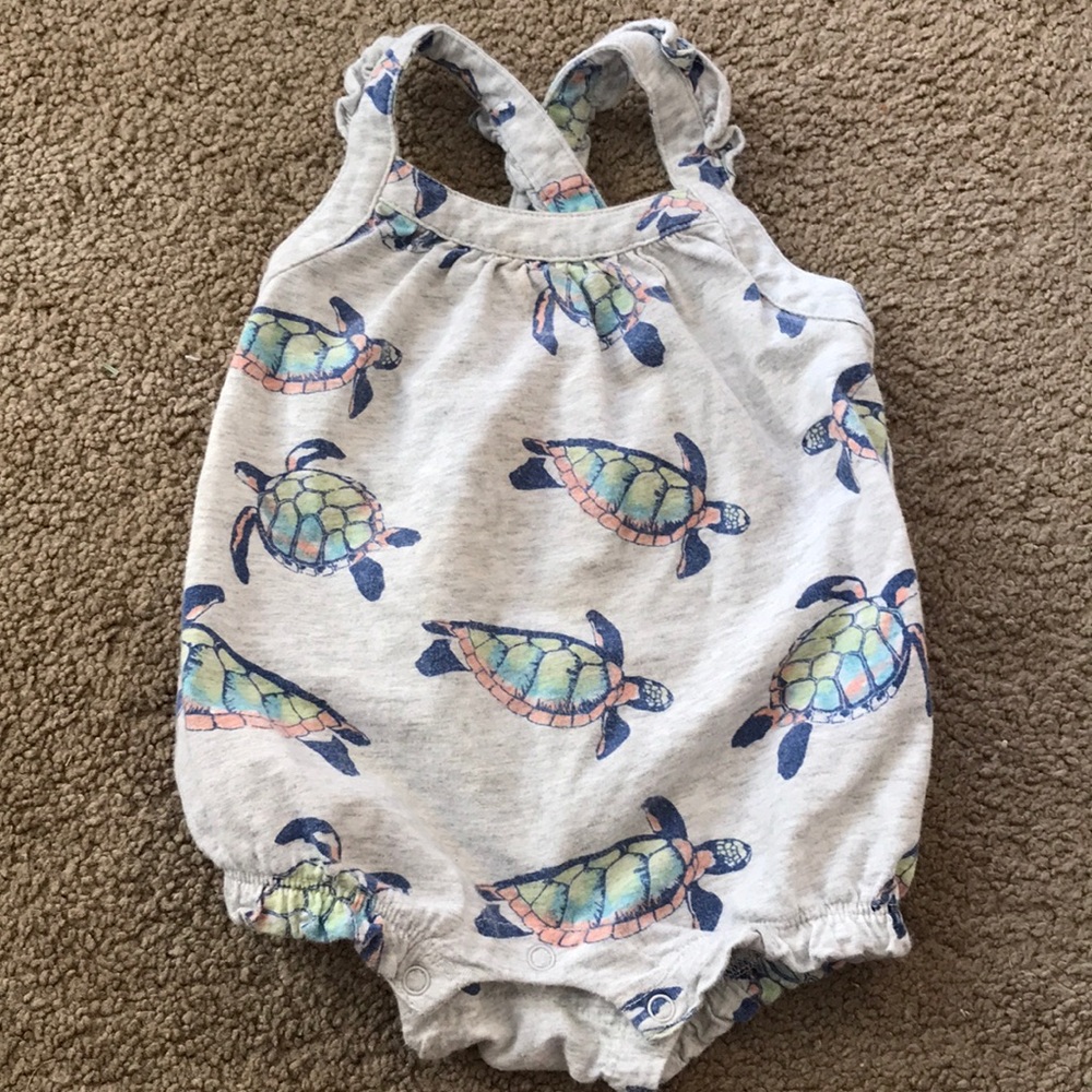 Tea Collection Turtles Cross Back Romper